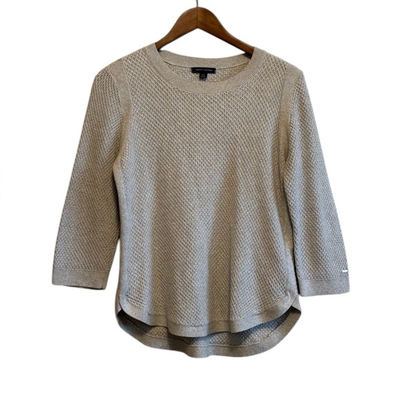 Tommy Hilfiger Glitter Metallic Knit Scoop Neck 3/4 Sleeve Sweater Top Grey - Picture 1 of 9